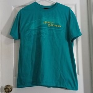 Harley-Davidson Blue/Green (aqua?) Short Sleeve Tee Men’s Large